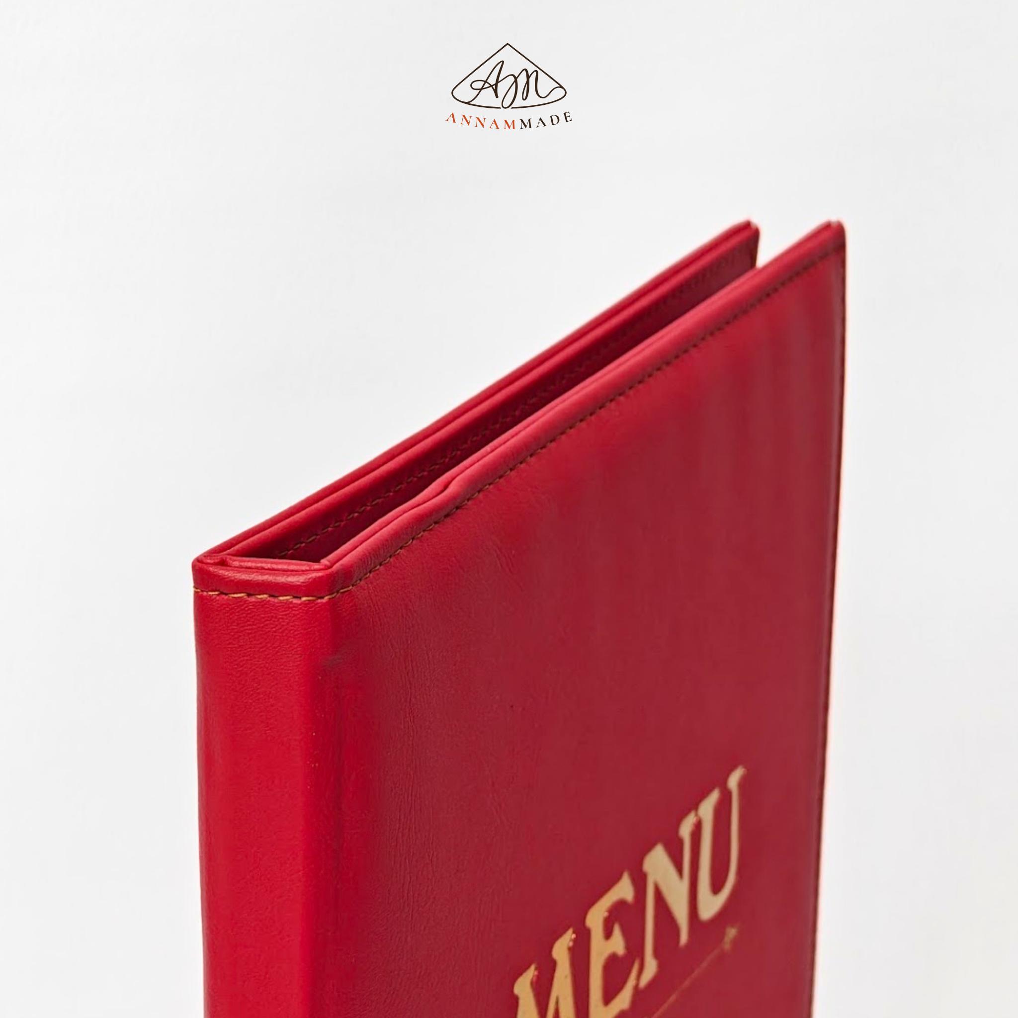 A4 Gold-Foil Leather Menu — 10 to 50 Clear Sleeves