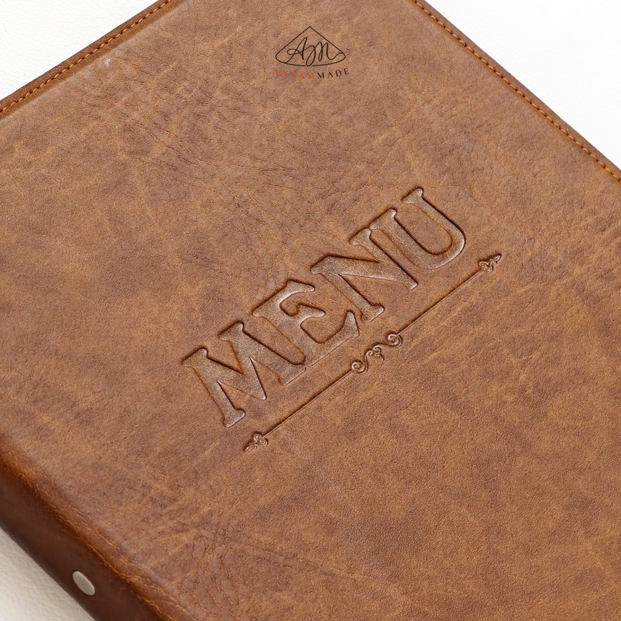 A4 Leather Ring-Binder Menu — Tan or Chestnut