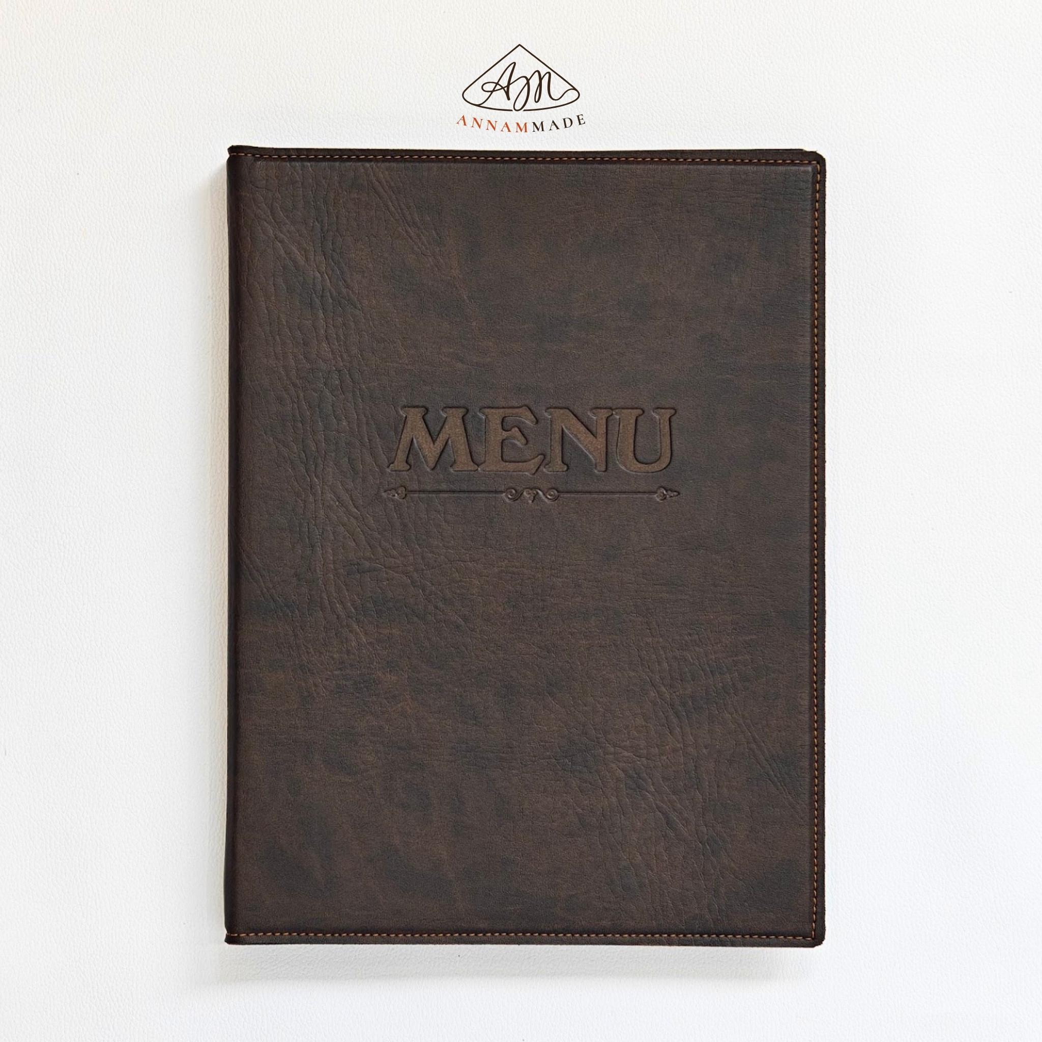 A4 Leather Ring-Binder Menu — Tan or Chestnut