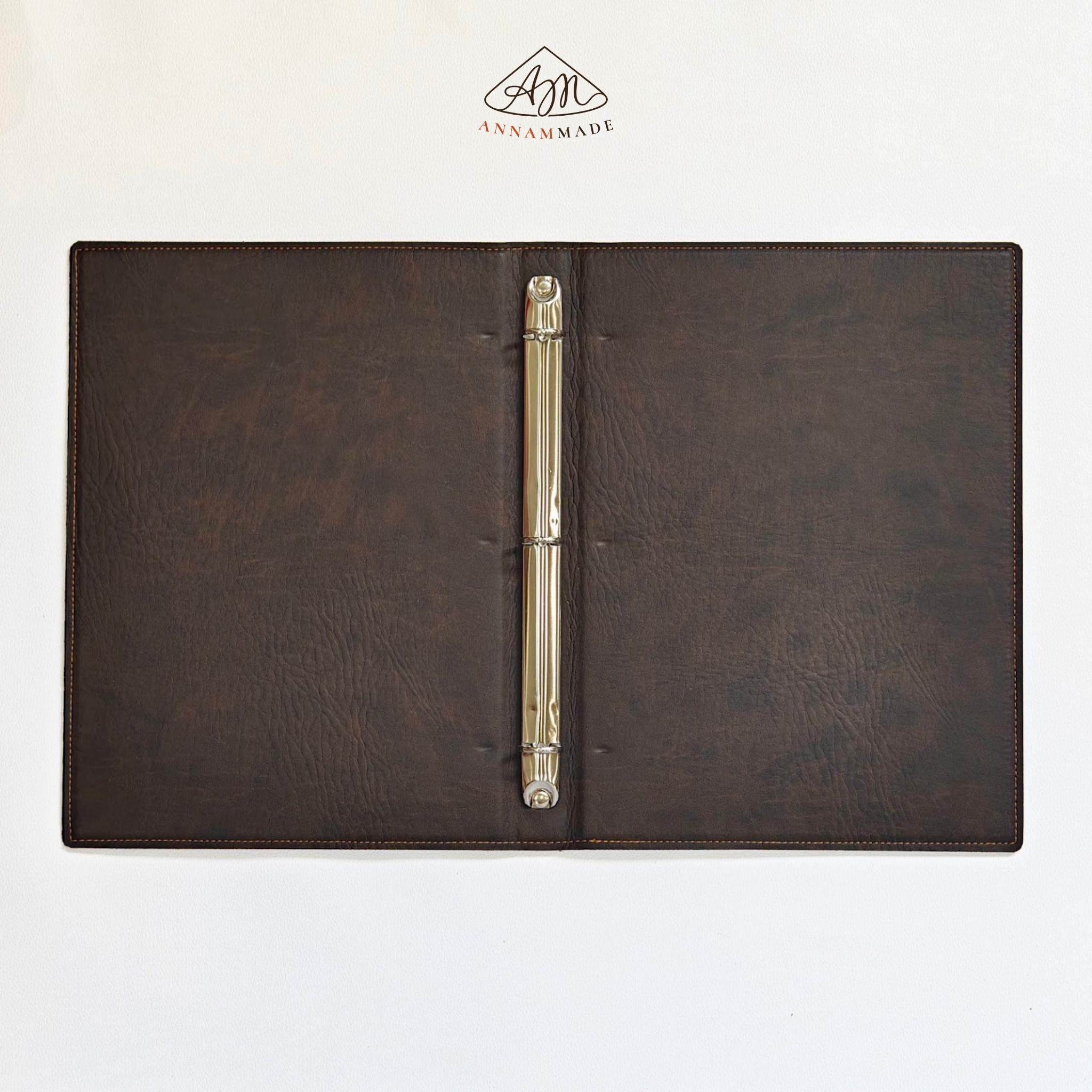 A4 Leather Ring-Binder Menu — Tan or Chestnut