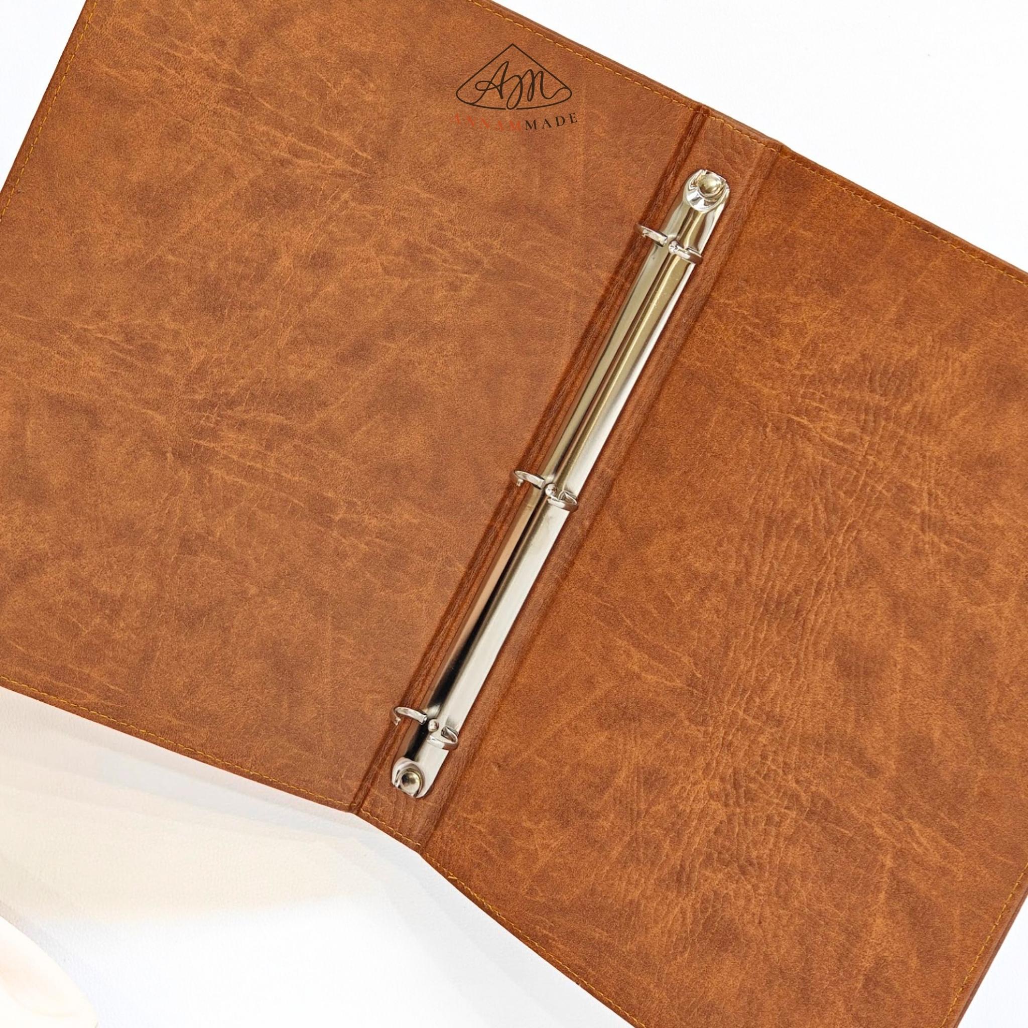 A4 Leather Ring-Binder Menu — Tan or Chestnut