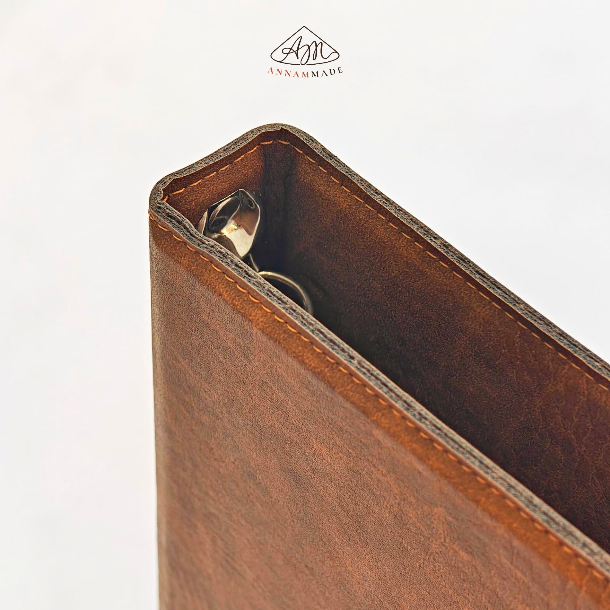 A4 Leather 3-Ring Binder — Documents & Menus