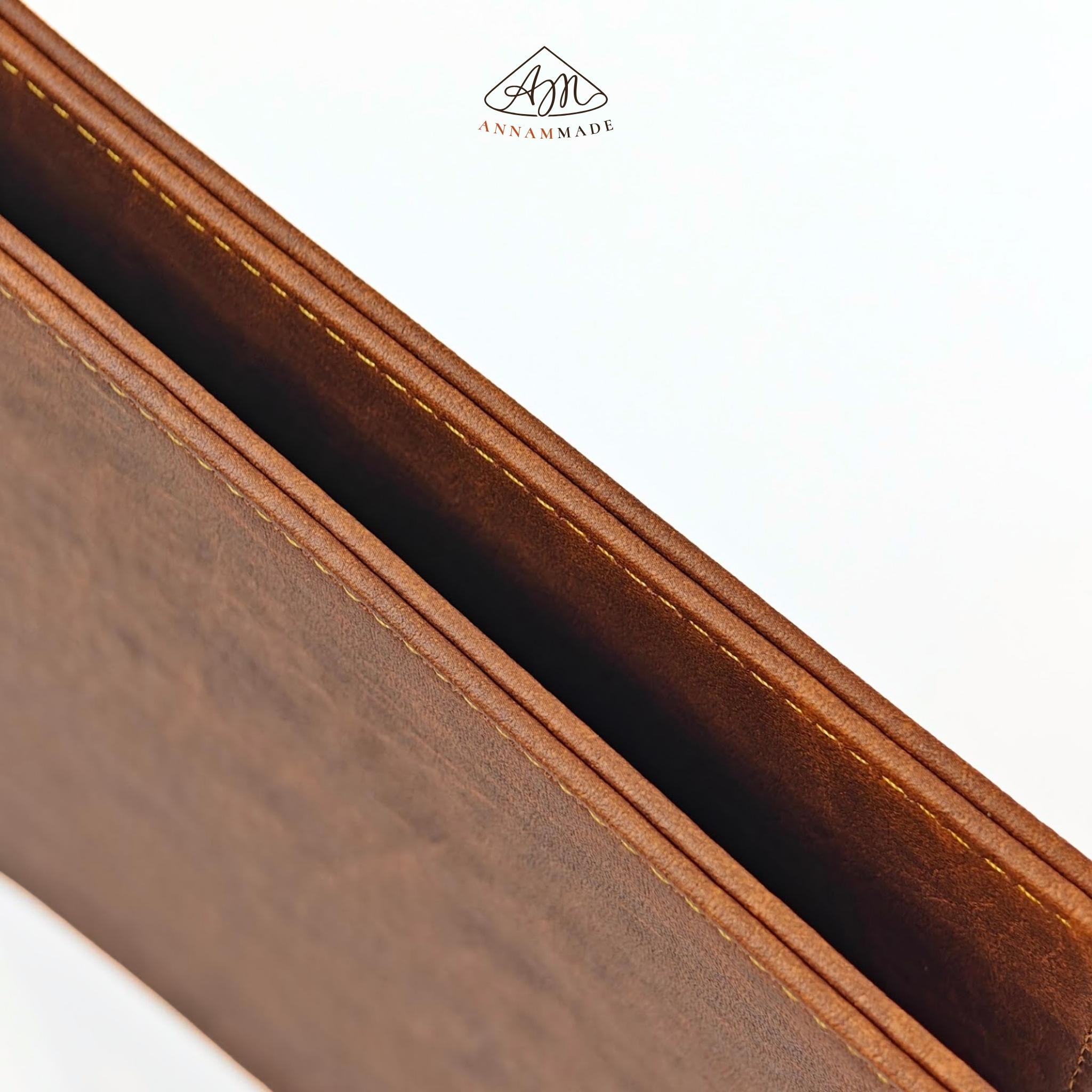 A4 Leather 3-Ring Binder — Documents & Menus