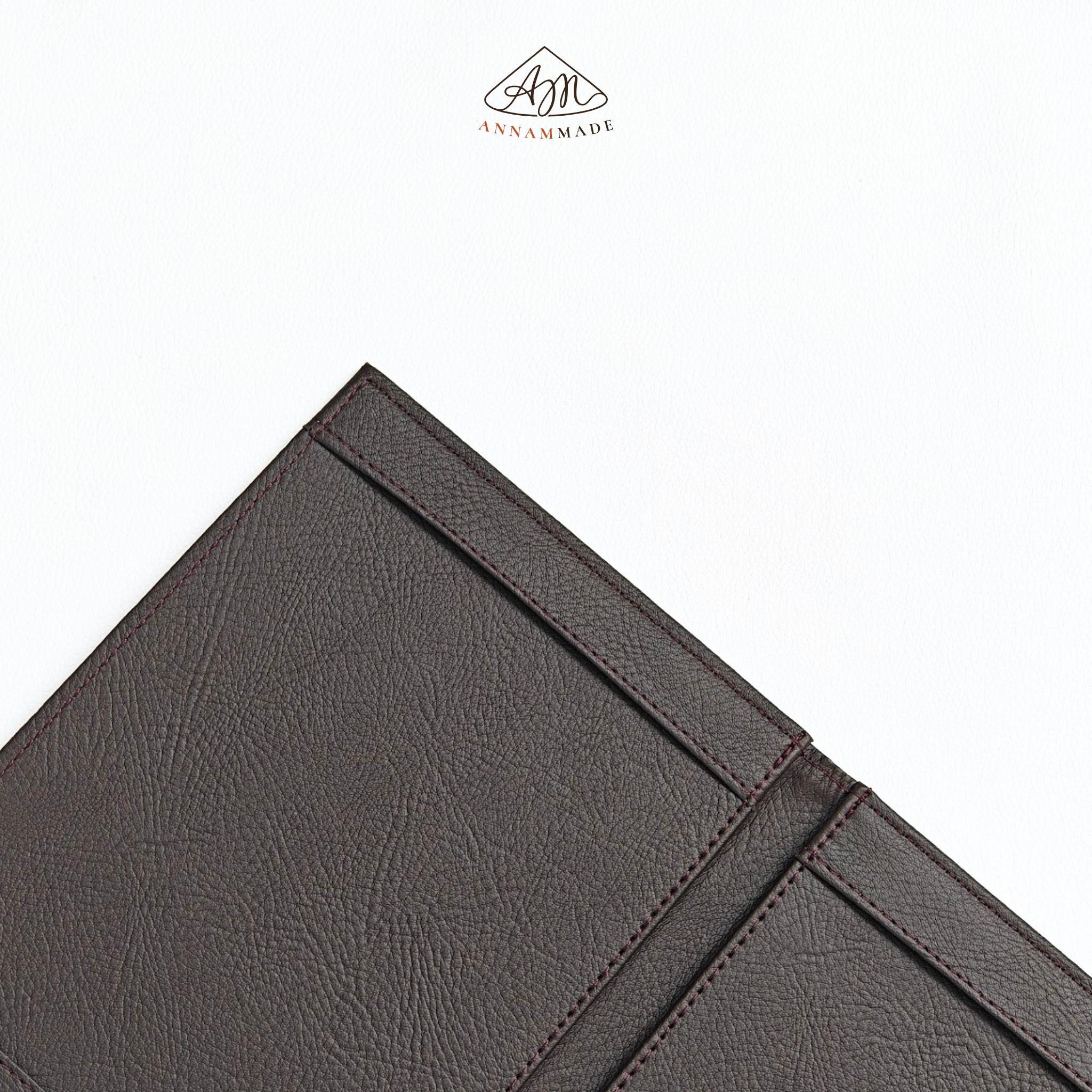 A5 Leather Menu Cover — Two-Panel, Dark Brown
