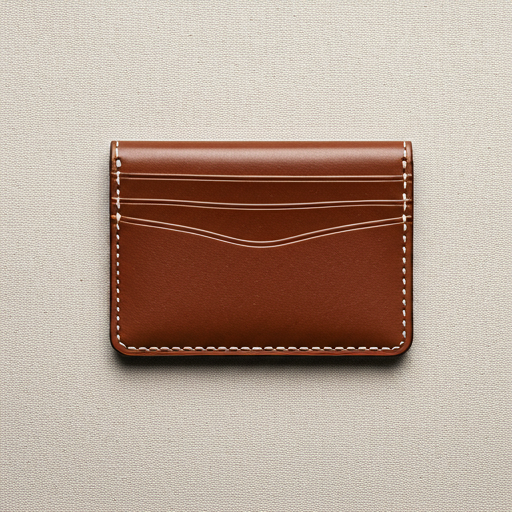 Slim burnt-sienna cardholder with contrast stitching