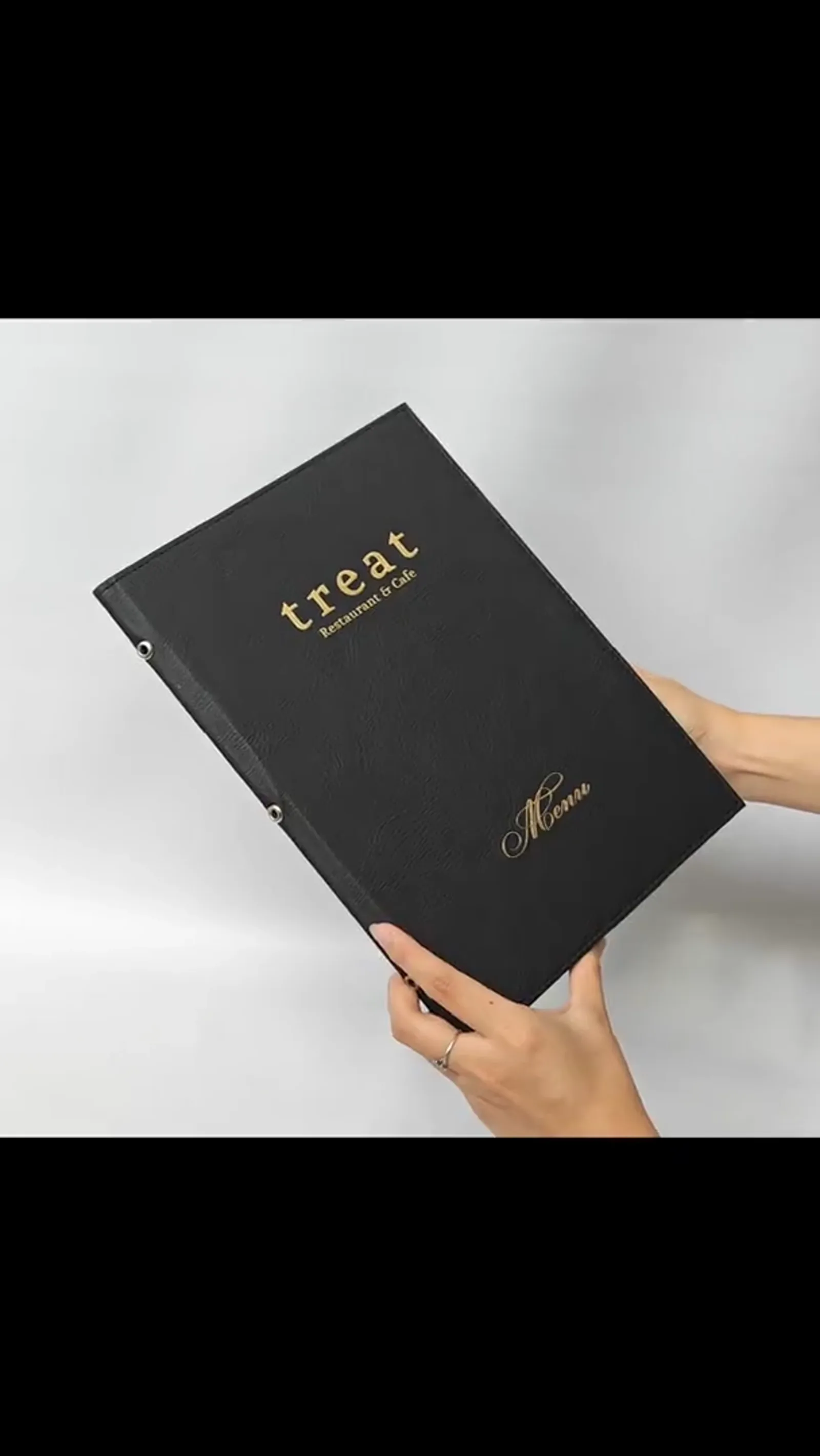 360-degree video of the leather menu cover