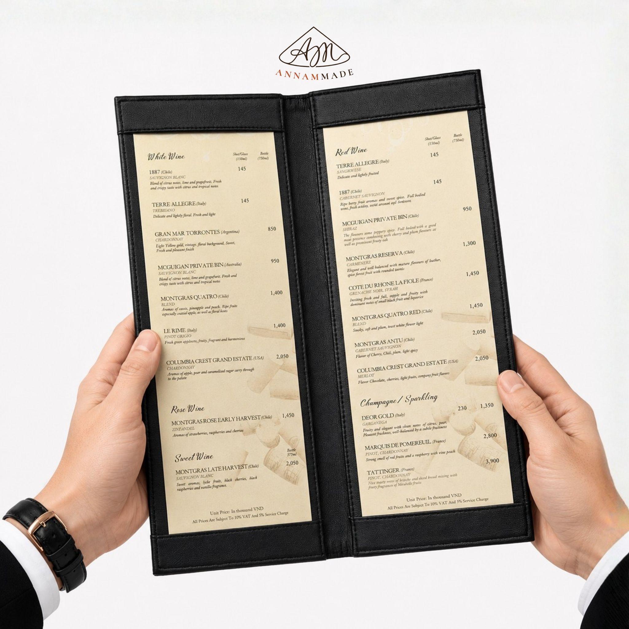 Leather Wine List Cover 12×32 cm — Bar, Pub & Lounge