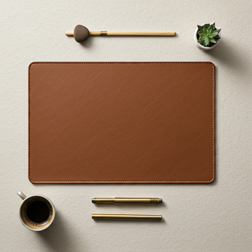 Flat-lay of the mouse pad in a styled workspace