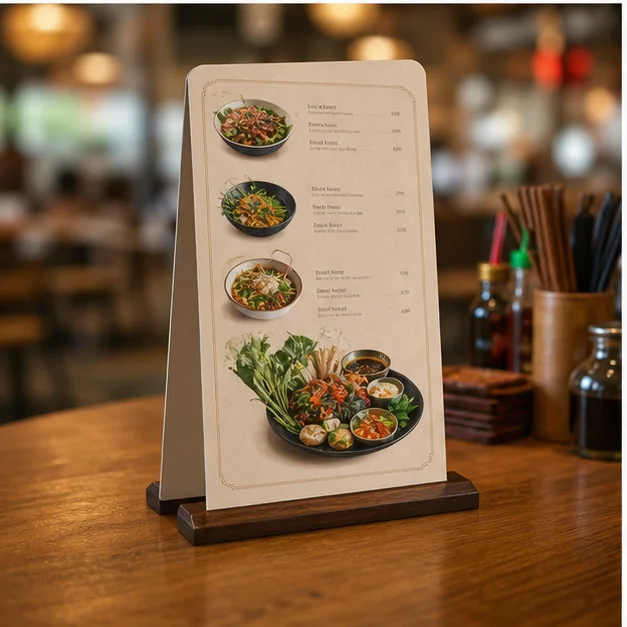 Bảng menu nhựa PVC để bàn