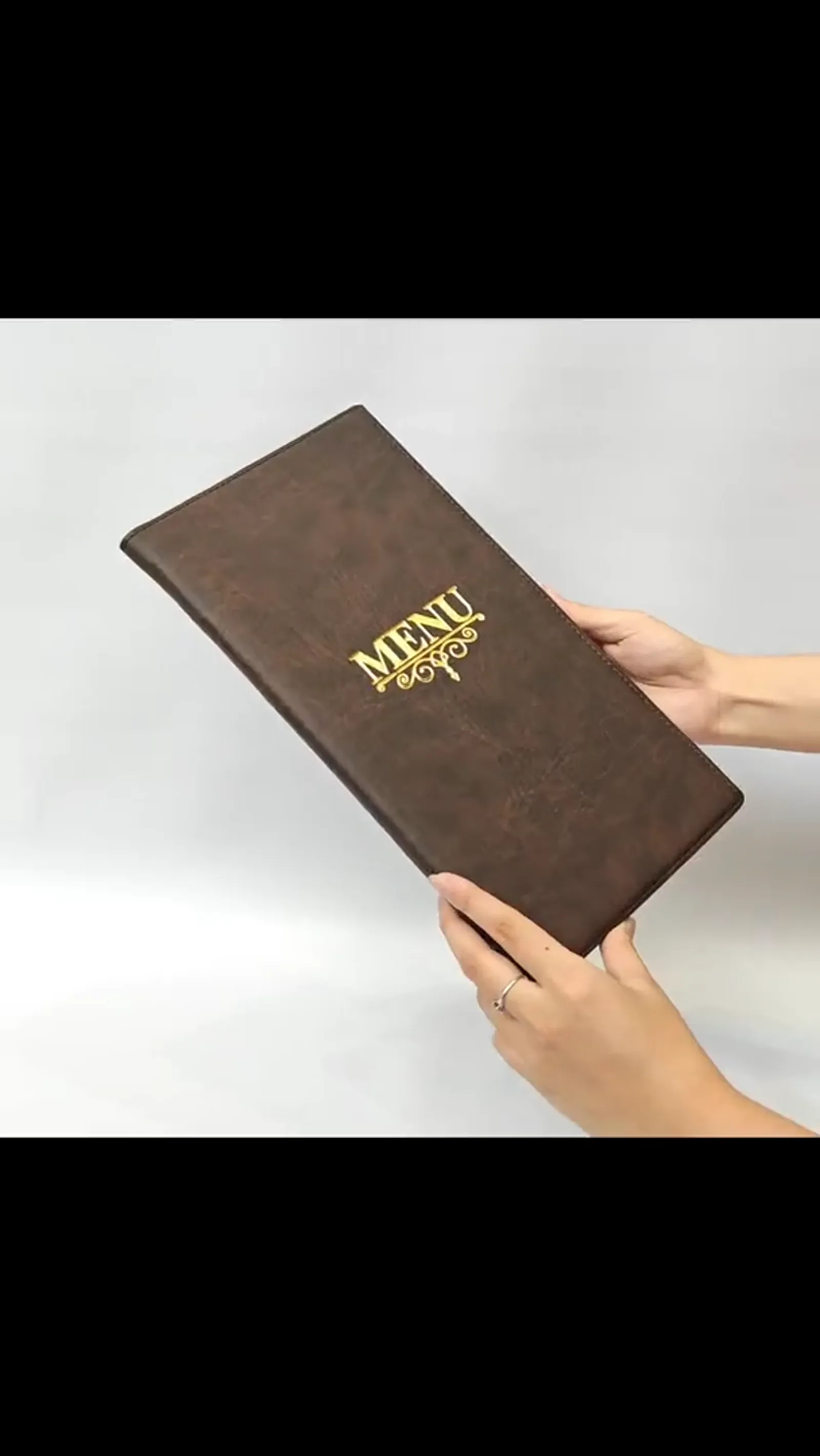360-degree video of the leather menu cover