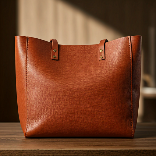 Handcrafted tote detail on a wooden table